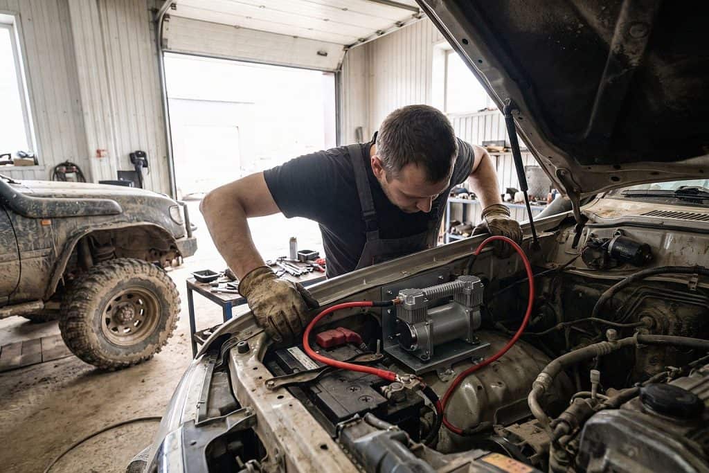 Бортовой компрессор 12V в моторном отсеке внедорожника — Custom's Tuning, Тюмень