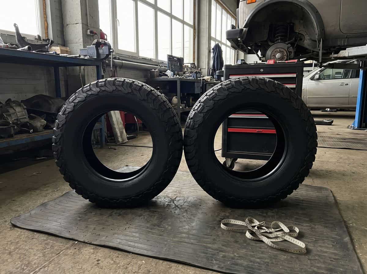 Две одинаковые AT-шины рядом для сверки диаметра — Custom's Tuning, Тюмень