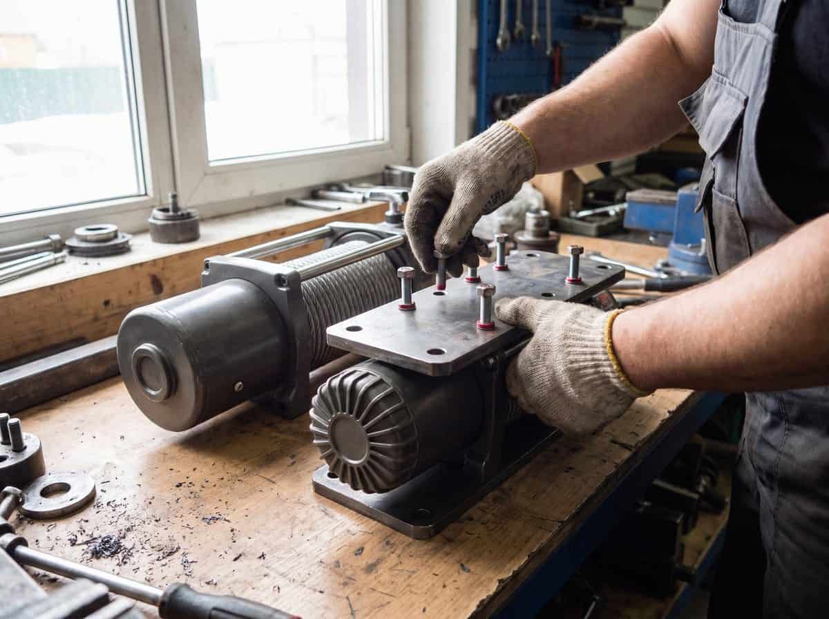 Сверка болтового шаблона площадки с основанием лебёдки — Custom's Tuning, Тюмень