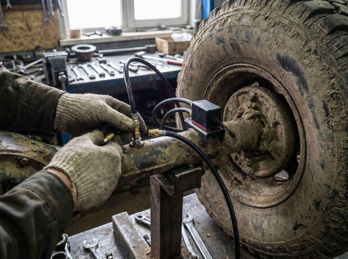 Соленоид и пневмолиния у моста внедорожника в мастерской — Custom's Tuning, Тюмень