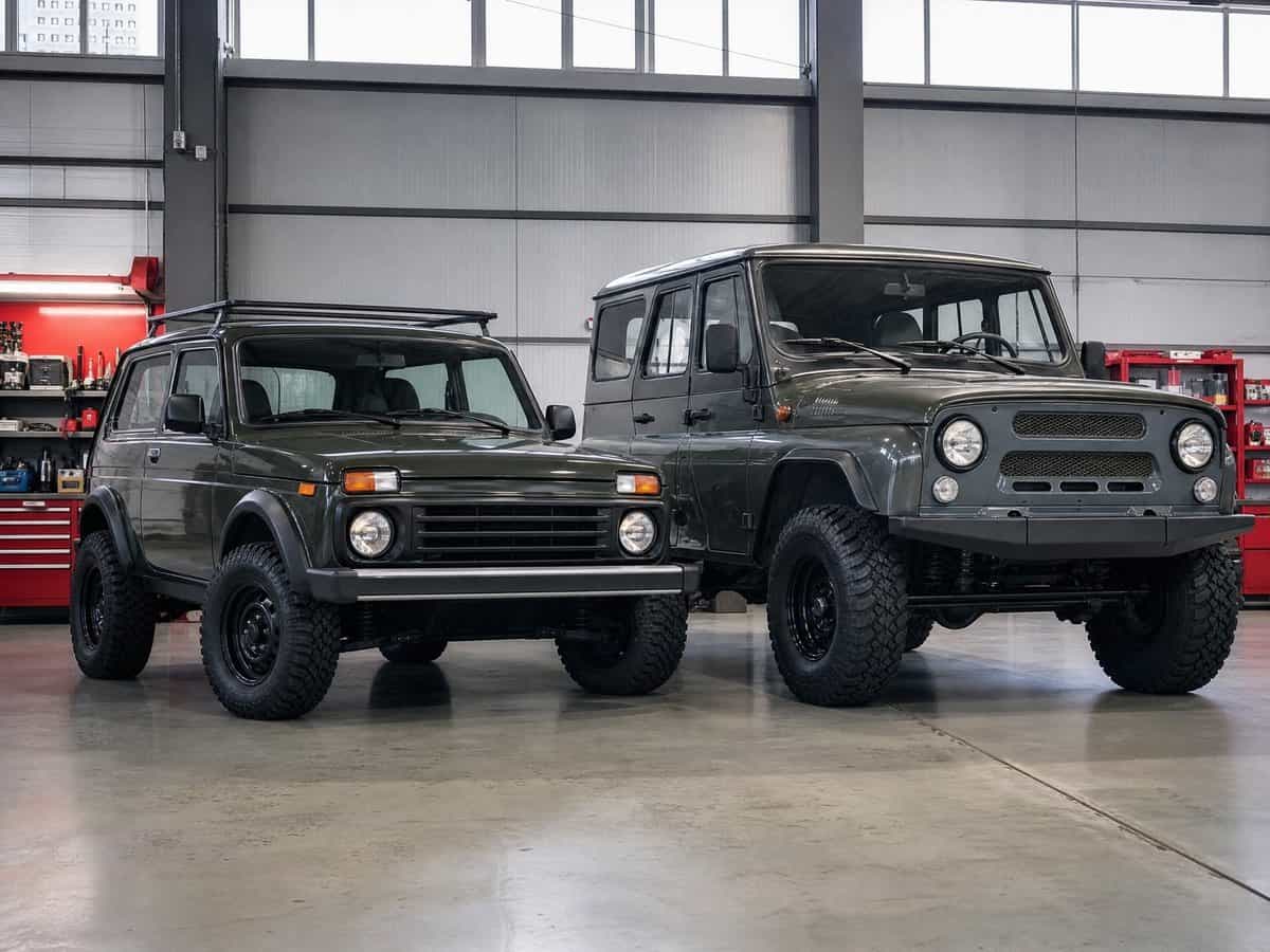 Niva и УАЗ с разной посадкой шин в мастерской — Custom's Tuning, Тюмень