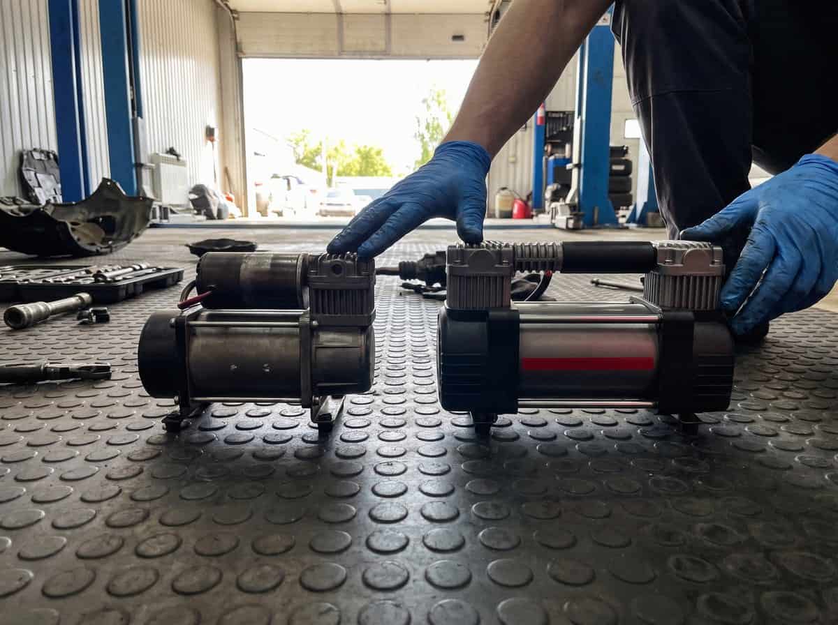 Сравнение двух бортовых компрессоров 12V на коврике в мастерской — Custom's Tuning, Тюмень
