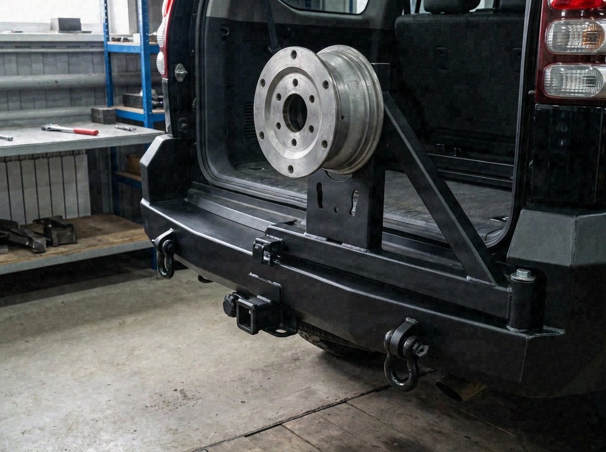 Задний силовой бампер РИФ с калиткой под запаску на Toyota Land Cruiser Prado 120 — Custom's Tuning, Тюмень