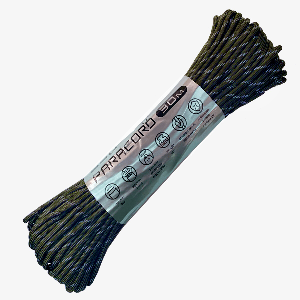 Паракорд 550 CORD nylon 30м световозвращающий (army green) 