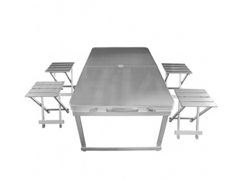 Алюминиевый складной туристический столик с четырьмя табуретами (отдельными)