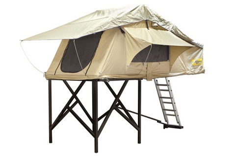 Палатка туристическая быстрораскладывающаяся СТОКРАТ для установки на крышу автомобиля с козырьком н