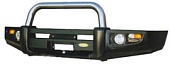 Передний силовой бампер с центральной хромированной дугой на Toyota Land Cruiser 80 PowerFul